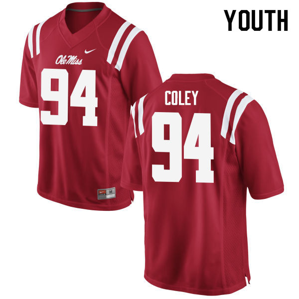 James Coley Ole Miss Rebels NCAA Youth Red #94 Stitched Limited College Football Jersey MPS5658FQ
